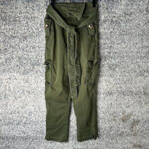 Pink Filosofy Pants Womens Small Olive Green Cargo High Rise Belted Utility